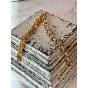 Vintage PAJ Goldtone Diamond Illusion Double clasp Link Bracelet